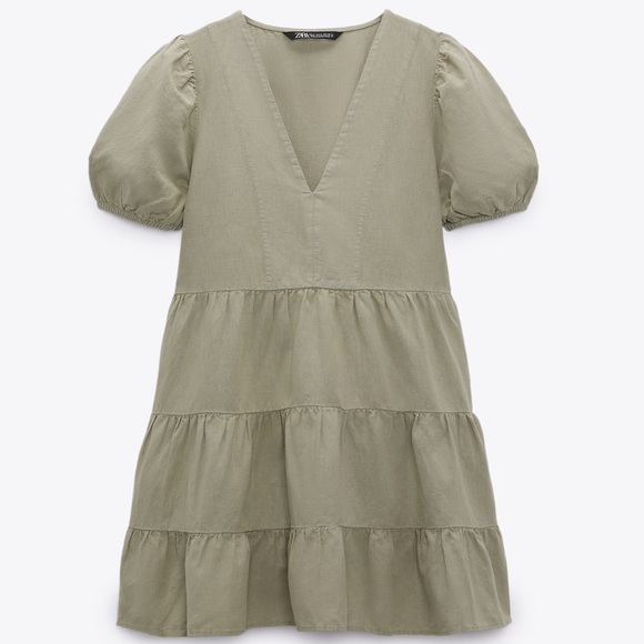 Zara Green Linen Dress - Picture 2 of 5
